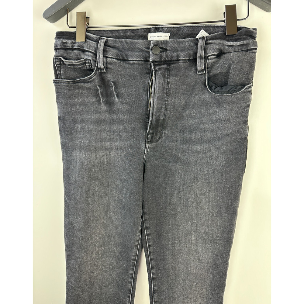 Good American Good Classic Chewed High Waist Ankle Skinny Jeans Black 10 / 30 - Picture 4 of 13